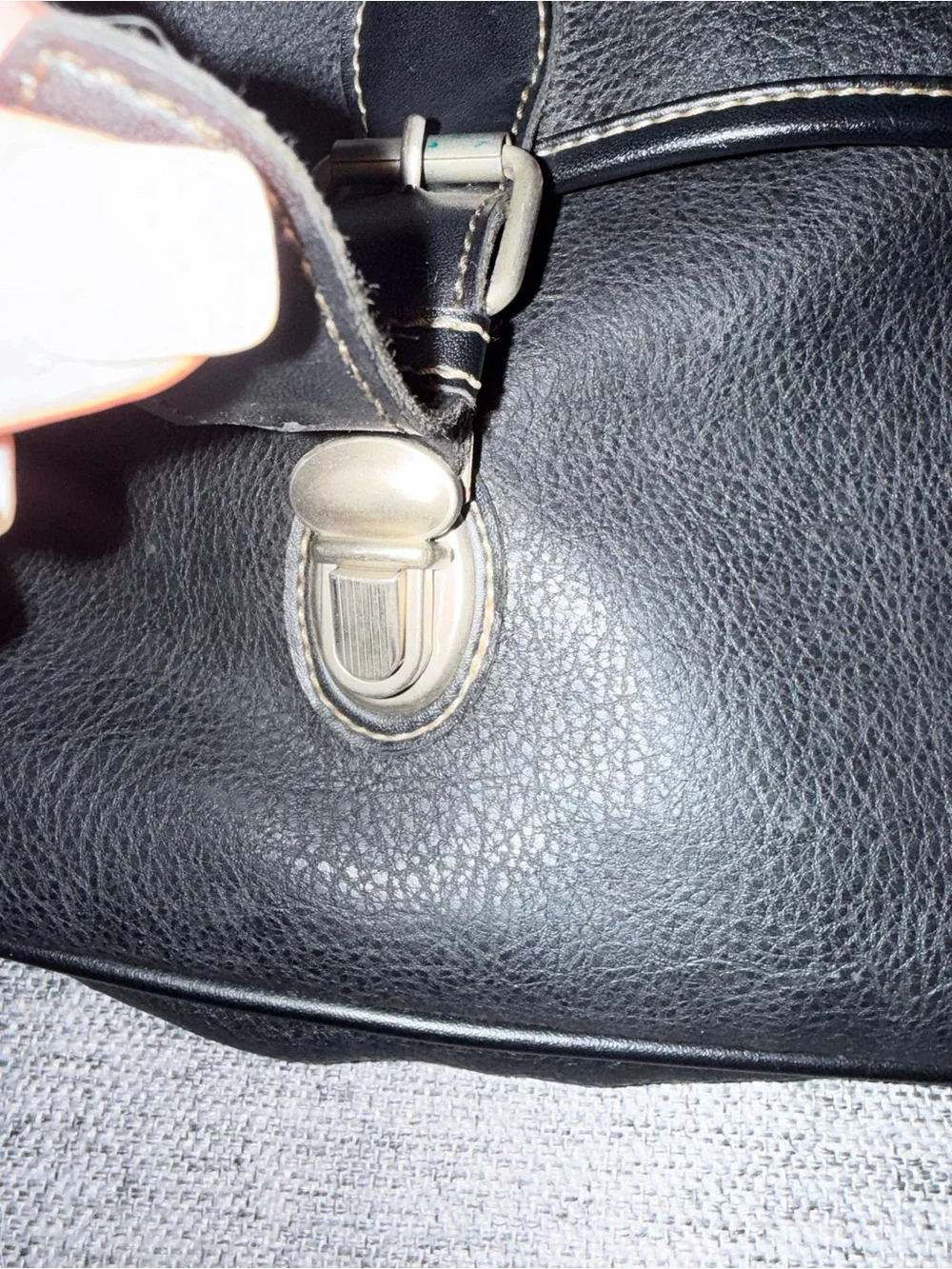 Vintage Gap Faux Leather Black Messenger Bag Briefcase